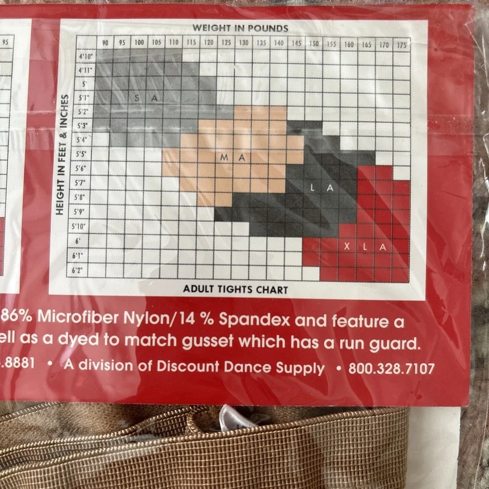Theatricals Classwear Style T5600 Footless Dance Tights Size Large Caramel